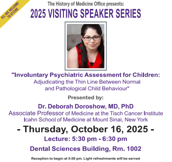 a poster for the past Visiting Speaker event